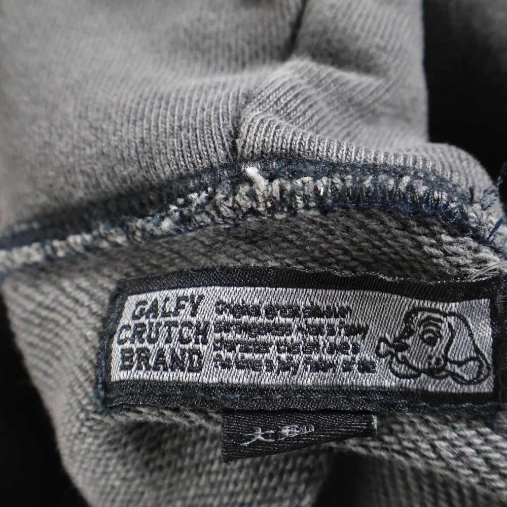 GALFY(ガルフィー) ダメージ加工 フロント刺繍 プルオーバースウェットパーカー フーディー ブラック 144364