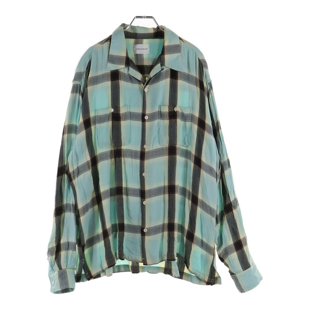 CAMPHOR WOOD(カンファーウッド) 24SS RAYON OMBRE ORIGINAL CHECK SHIRTS レーヨン オンブレ オリジナル チェックオープンカラーシャツ ブルー/ブラック CW0055