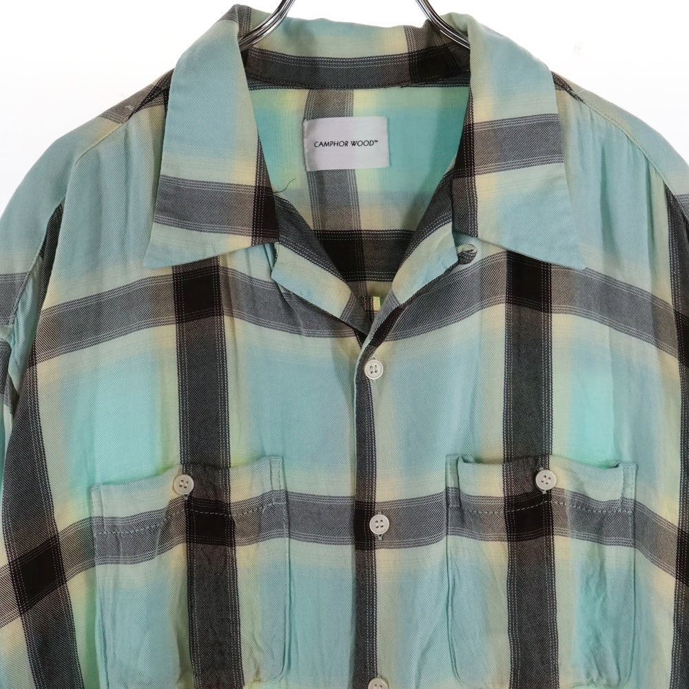CAMPHOR WOOD(カンファーウッド) 24SS RAYON OMBRE ORIGINAL CHECK SHIRTS レーヨン オンブレ オリジナル チェックオープンカラーシャツ ブルー/ブラック CW0055