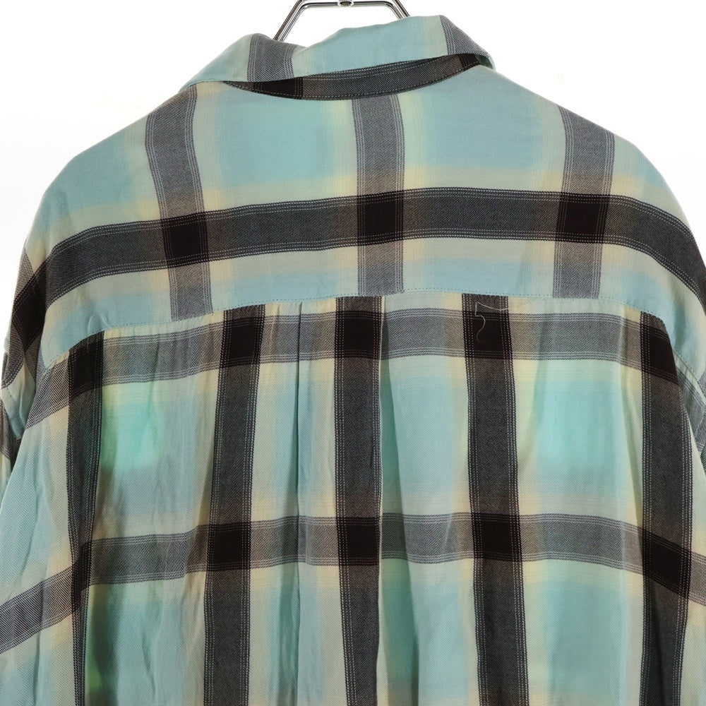 CAMPHOR WOOD(カンファーウッド) 24SS RAYON OMBRE ORIGINAL CHECK SHIRTS レーヨン オンブレ オリジナル チェックオープンカラーシャツ ブルー/ブラック CW0055