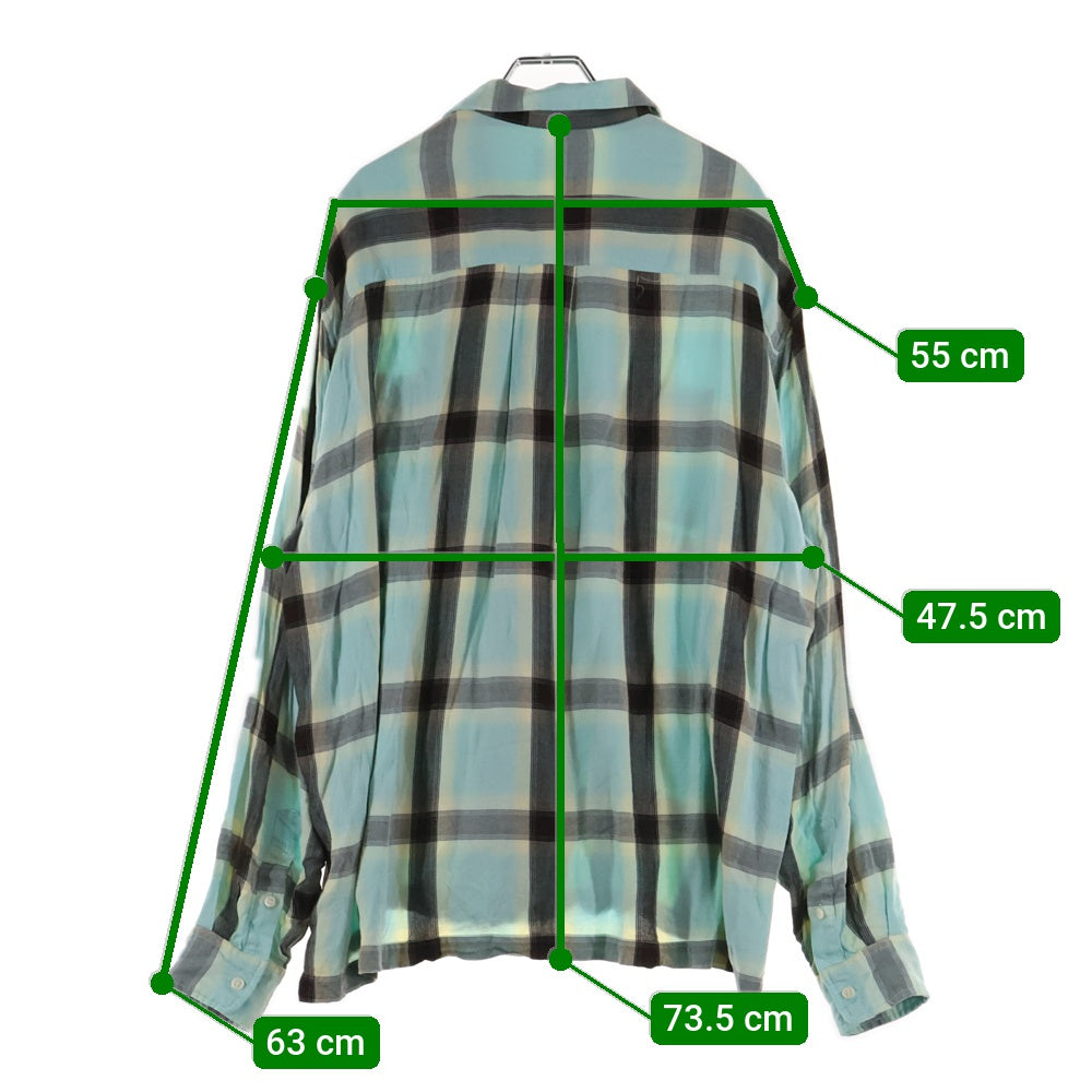 CAMPHOR WOOD(カンファーウッド) 24SS RAYON OMBRE ORIGINAL CHECK SHIRTS レーヨン オンブレ オリジナル チェックオープンカラーシャツ ブルー/ブラック CW0055