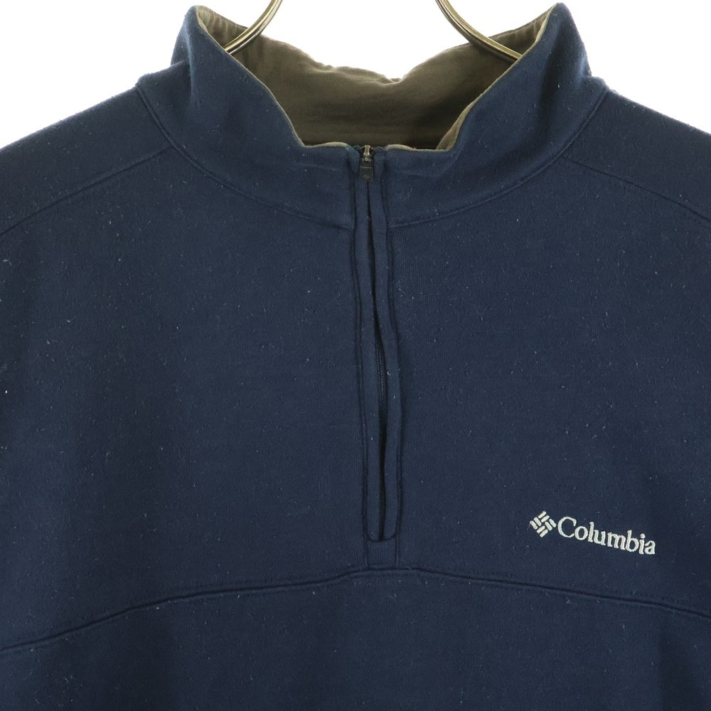 Columbia(コロンビア) ロゴ刺繍 ハーフジップスウェットトレーナー ネイビー