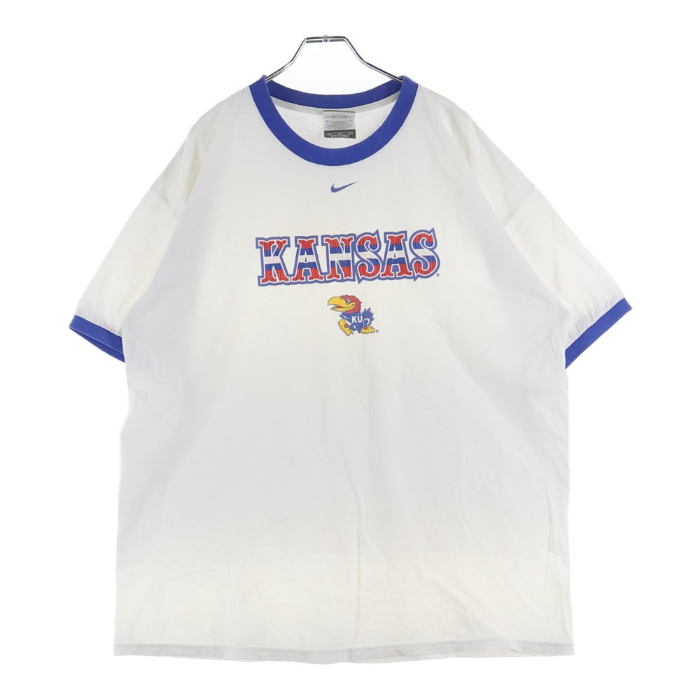 NIKE(ナイキ) KANSAS カンザス フロントプリント クルーネック半袖リンガーTシャツ カットソー ホワイト