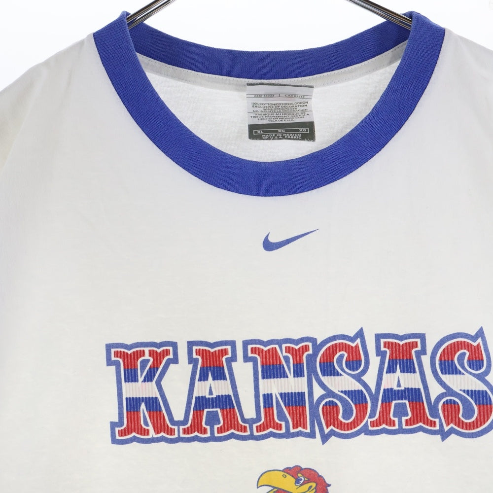 NIKE(ナイキ) KANSAS カンザス フロントプリント クルーネック半袖リンガーTシャツ カットソー ホワイト