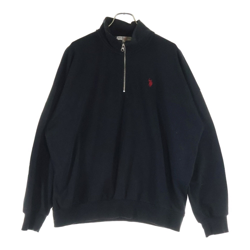 U.S. POLO ASSN.(ユーエスポロアッスン) ロゴ刺繍 ハーフジップスウェットトレーナー ブラック PLM23352WG