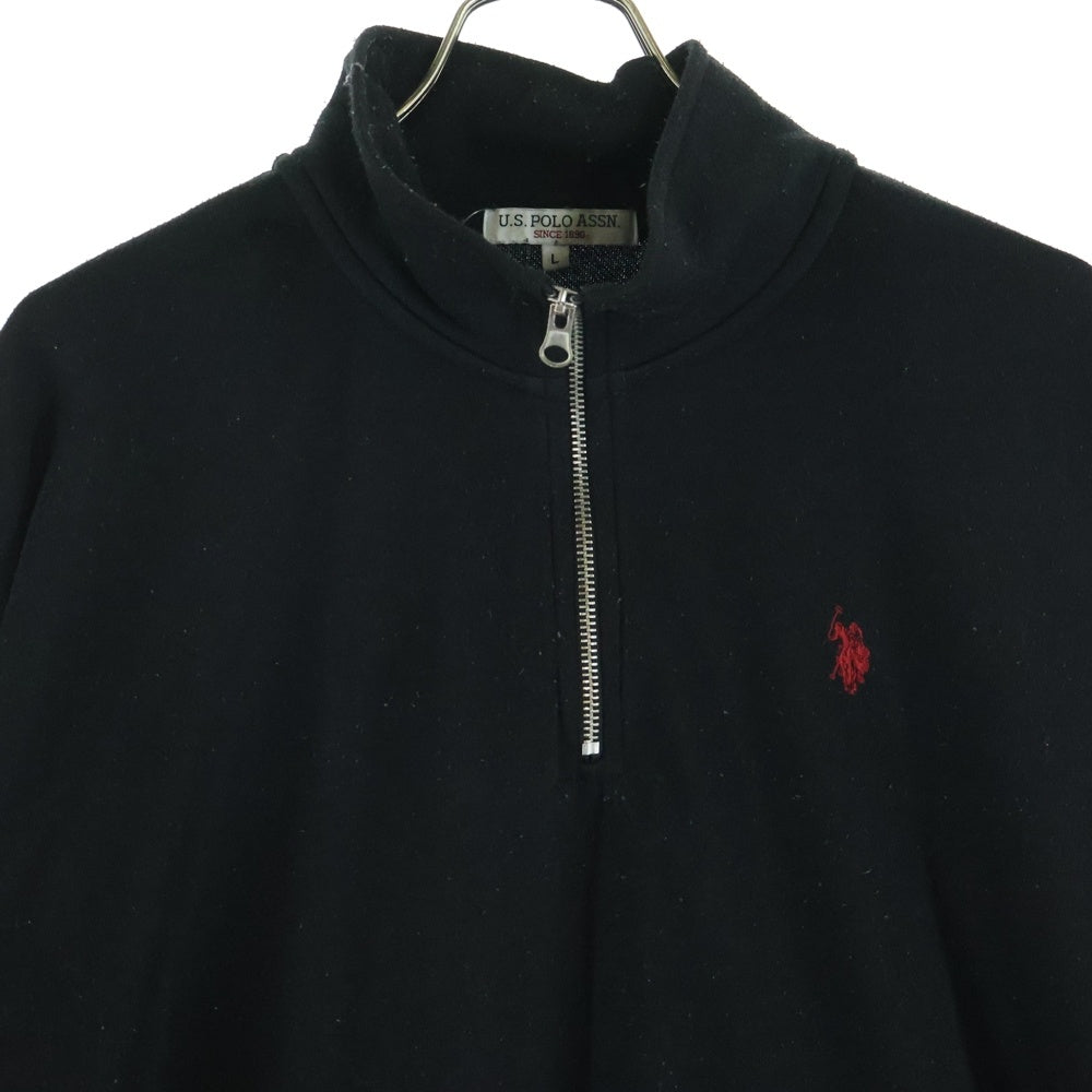 U.S. POLO ASSN.(ユーエスポロアッスン) ロゴ刺繍 ハーフジップスウェットトレーナー ブラック PLM23352WG