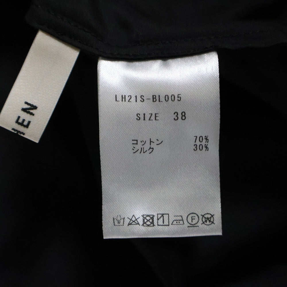 LOHEN(ローヘン) ピンタック バックボタン 長袖シャツ ブラウス レディース ブラック LH21S-BL005