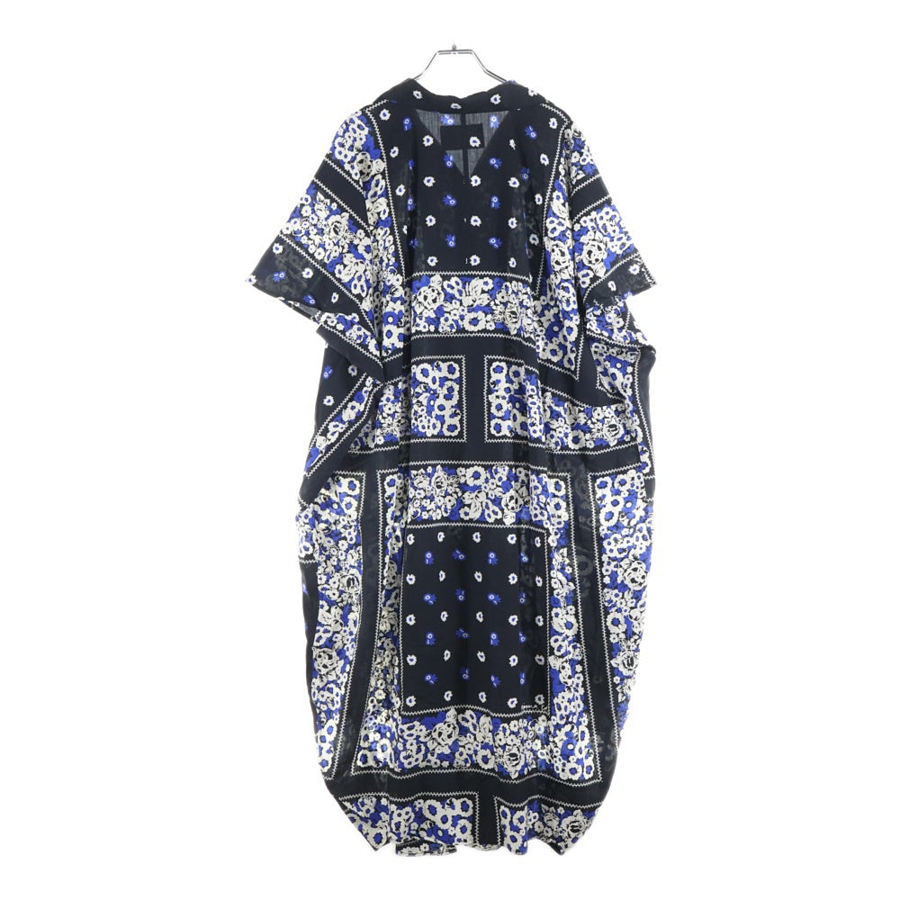NOMA t.d.(ノーマティーディー) NOMA t.d. ノーマティーディー OPENCOLLAR SHIRT DRESS オープンカラー 総柄 ノースリーブワンピース ドレス レディース ブルー N31-DR02