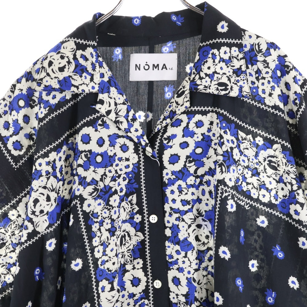 NOMA t.d.(ノーマティーディー) NOMA t.d. ノーマティーディー OPENCOLLAR SHIRT DRESS オープンカラー 総柄 ノースリーブワンピース ドレス レディース ブルー N31-DR02