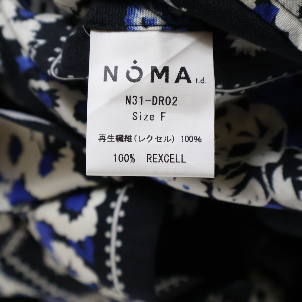NOMA t.d.(ノーマティーディー) NOMA t.d. ノーマティーディー OPENCOLLAR SHIRT DRESS オープンカラー 総柄 ノースリーブワンピース ドレス レディース ブルー N31-DR02