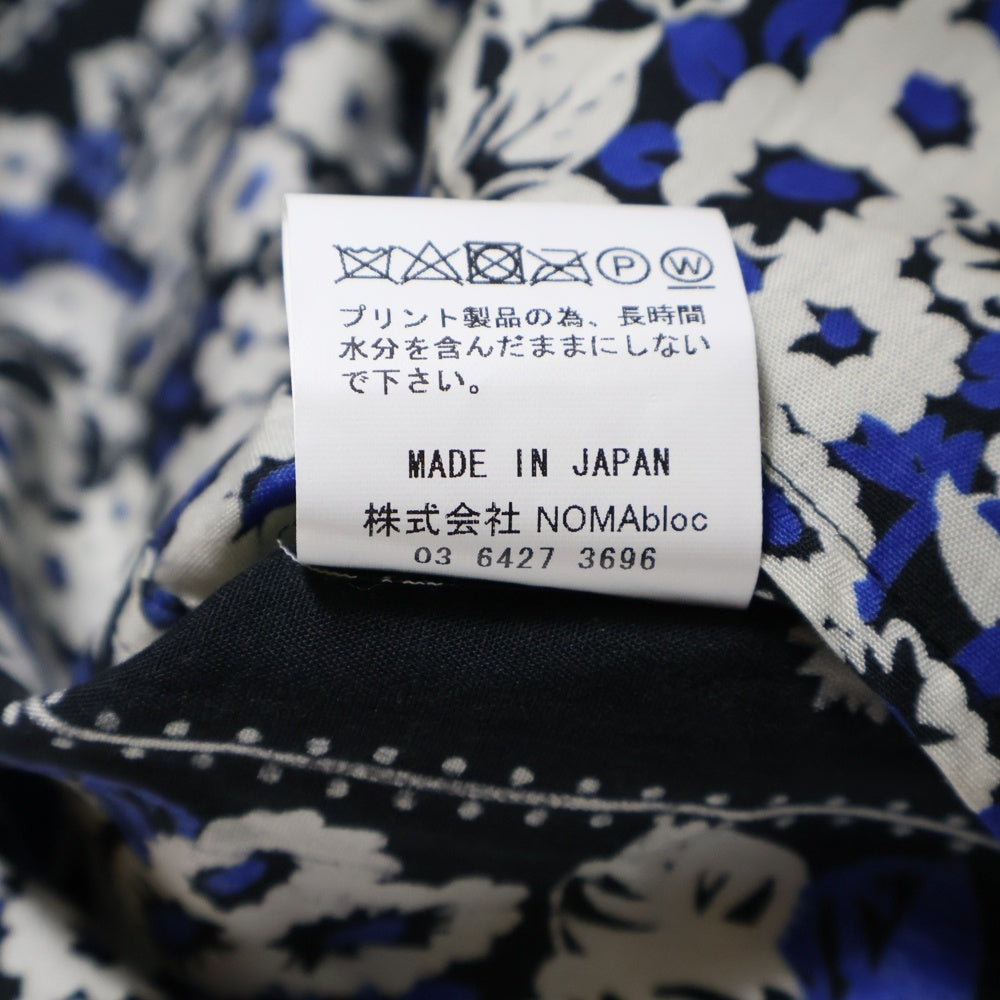 NOMA t.d.(ノーマティーディー) NOMA t.d. ノーマティーディー OPENCOLLAR SHIRT DRESS オープンカラー 総柄 ノースリーブワンピース ドレス レディース ブルー N31-DR02