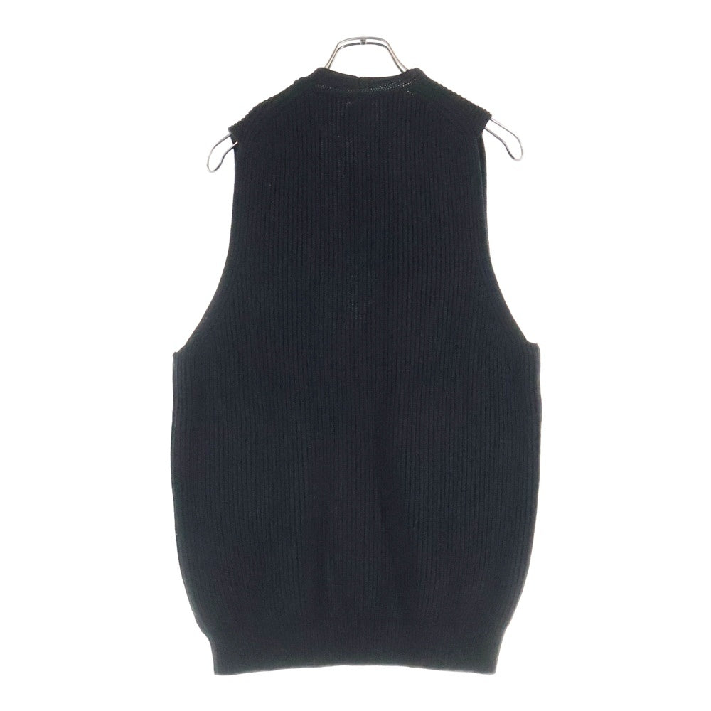 BATONER(バトナ―) SOLID WOOL RIB V NECK BIG VEST ソリッド ウール リブ Vネック ビッグ ベスト ブラック BN-22FL-033