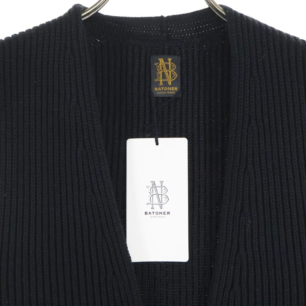BATONER(バトナ―) SOLID WOOL RIB V NECK BIG VEST ソリッド ウール リブ Vネック ビッグ ベスト ブラック BN-22FL-033
