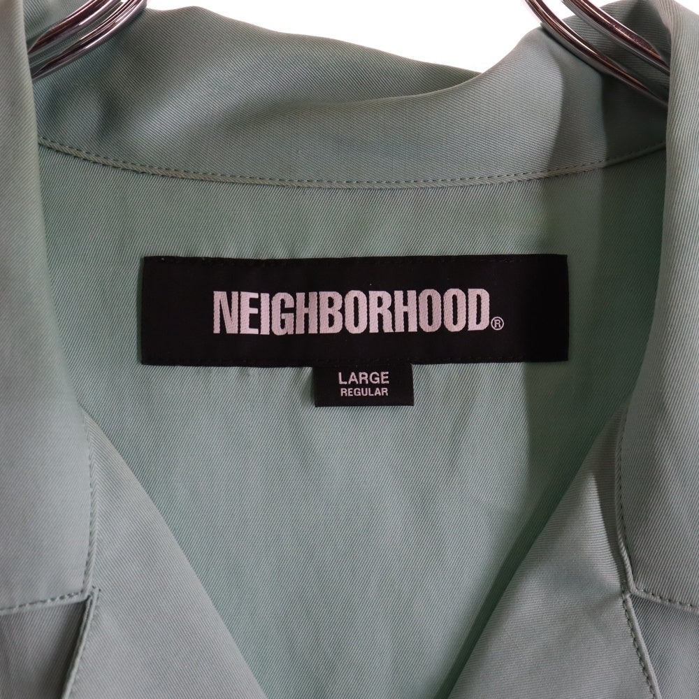NEIGHBORHOOD(ネイバーフッド) 23SS SOLID-COLOR HAWAIIAN SHIRT ソリッドカラー チェストエンブロイダリー オープンカラー 半袖シャツ グリーン 231TSNH-SHM10