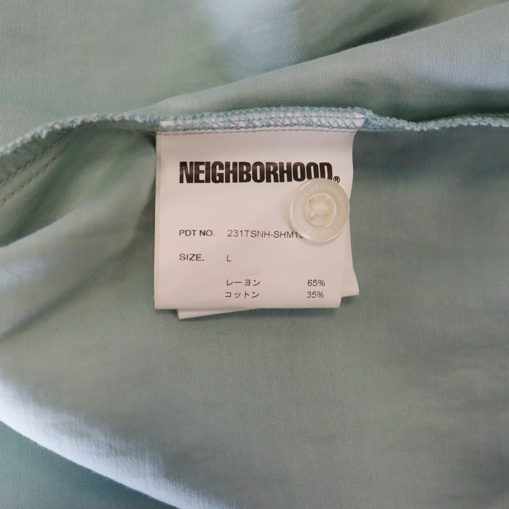 NEIGHBORHOOD(ネイバーフッド) 23SS SOLID-COLOR HAWAIIAN SHIRT ソリッドカラー チェストエンブロイダリー オープンカラー 半袖シャツ グリーン 231TSNH-SHM10