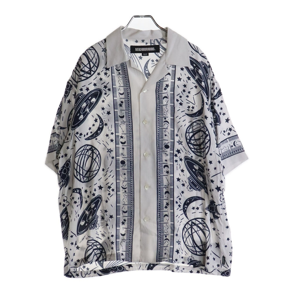 NEIGHBORHOOD(ネイバーフッド) 24SS COSMICK HAWAIIAN SHIRT S/S 宇宙モチーフ オープンカラー 半袖シャツ ホワイト 241TSHN-SHM06