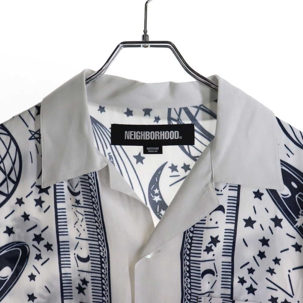 NEIGHBORHOOD(ネイバーフッド) 24SS COSMICK HAWAIIAN SHIRT S/S 宇宙モチーフ オープンカラー 半袖シャツ ホワイト 241TSHN-SHM06