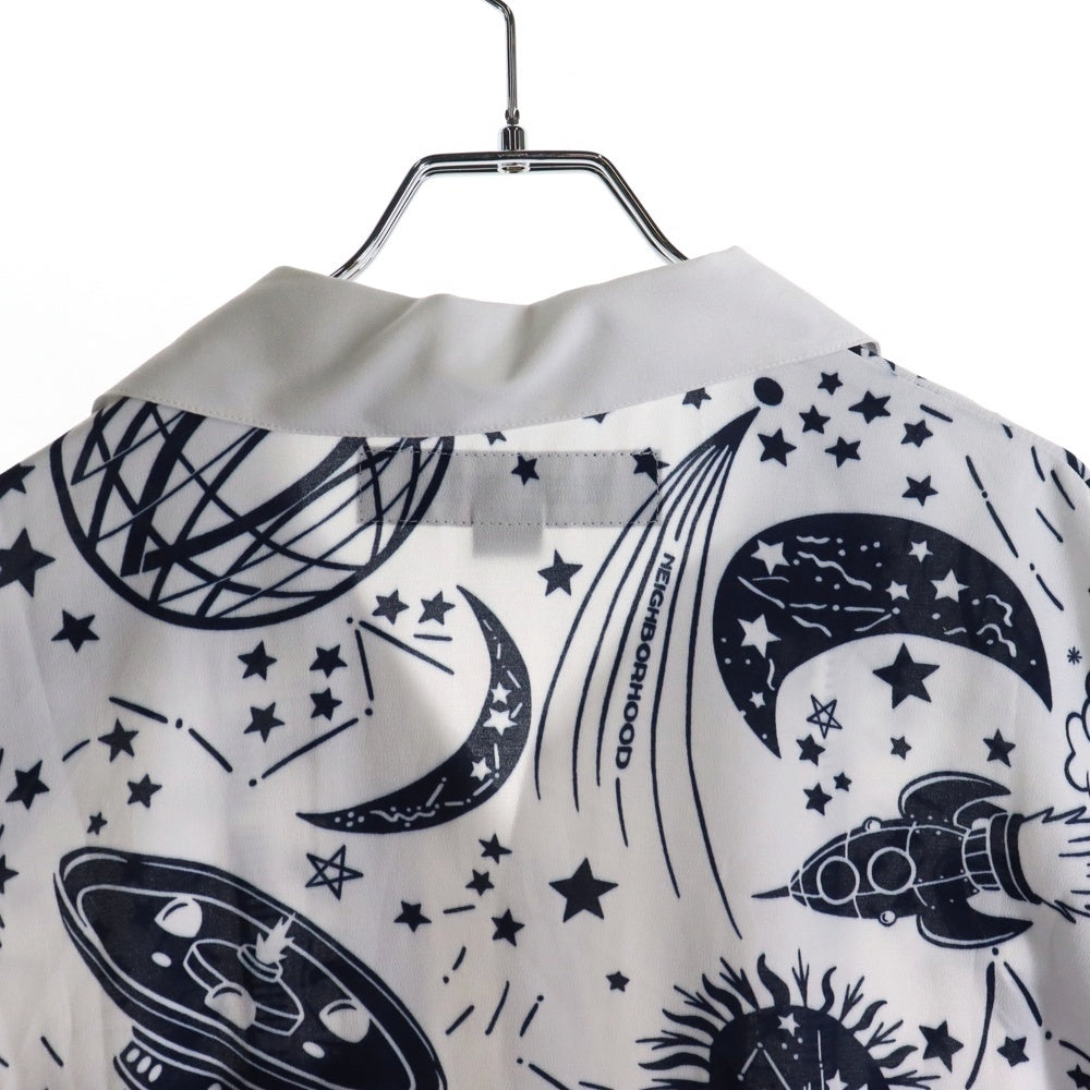 NEIGHBORHOOD(ネイバーフッド) 24SS COSMICK HAWAIIAN SHIRT S/S 宇宙モチーフ オープンカラー 半袖シャツ ホワイト 241TSHN-SHM06
