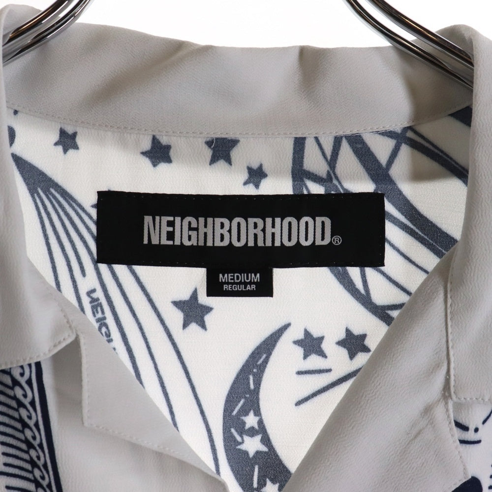 NEIGHBORHOOD(ネイバーフッド) 24SS COSMICK HAWAIIAN SHIRT S/S 宇宙モチーフ オープンカラー 半袖シャツ ホワイト 241TSHN-SHM06