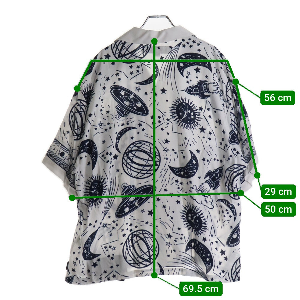 NEIGHBORHOOD(ネイバーフッド) 24SS COSMICK HAWAIIAN SHIRT S/S 宇宙モチーフ オープンカラー 半袖シャツ ホワイト 241TSHN-SHM06