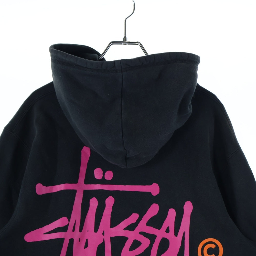STUSSY(ステューシー) 中国製 両面ロゴプリント スウェット プルオーバーパーカー ブラック