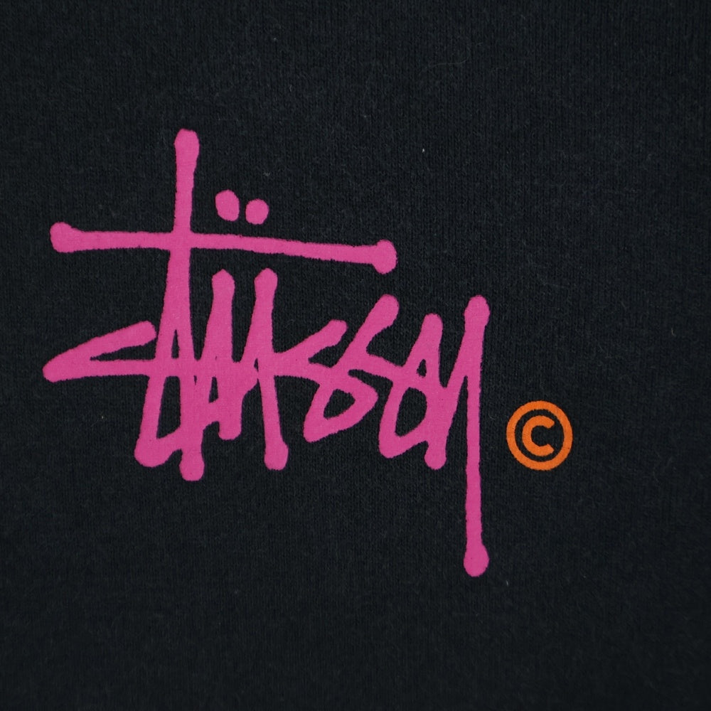 STUSSY(ステューシー) 中国製 両面ロゴプリント スウェット プルオーバーパーカー ブラック