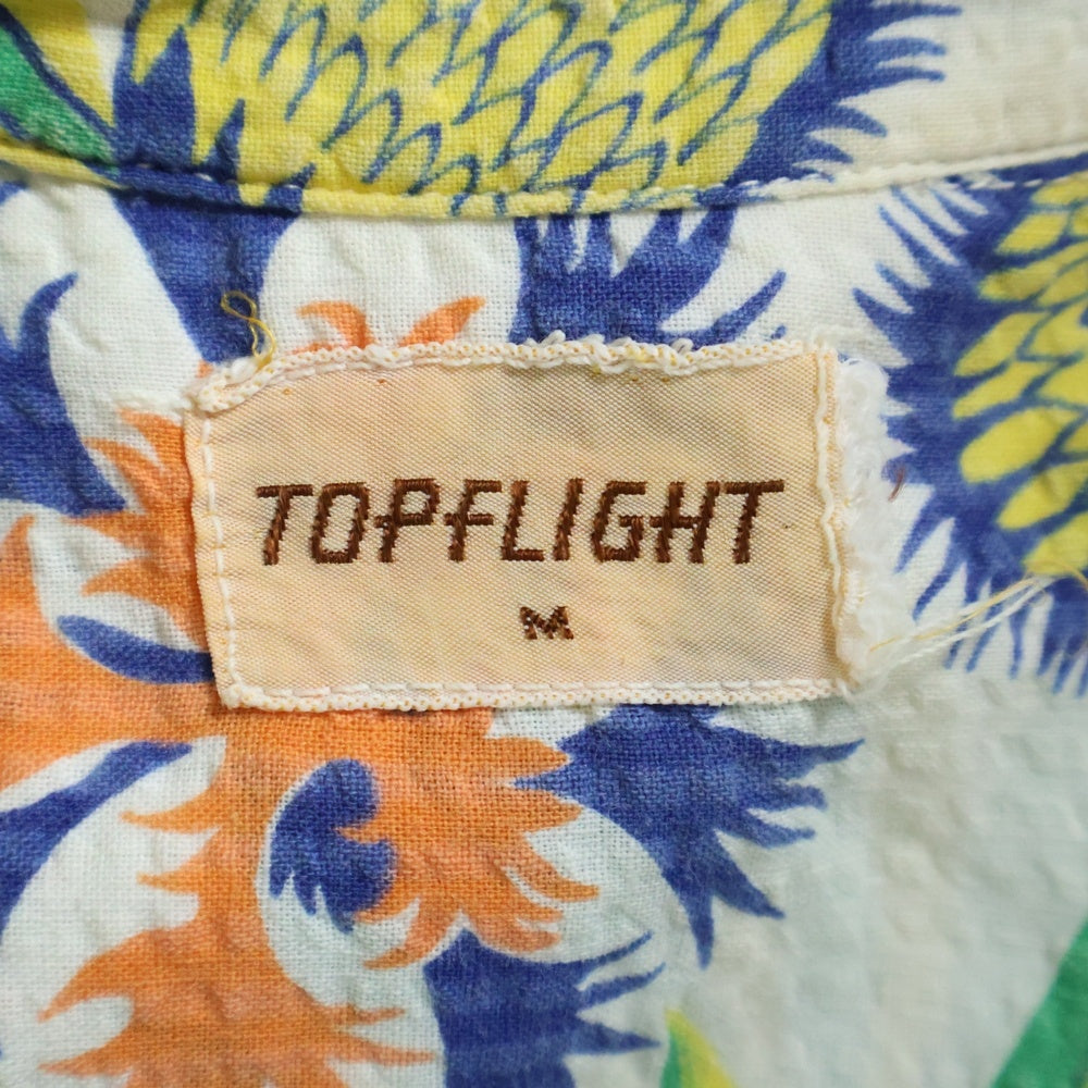 VINTAGE(ヴィンテージ) 50S VINTAGE TOPFLIGHT ヴィンテージ トップフライト サッカー生地 総柄 半袖ハワイアンシャツ アロハシャツ マルチカラー