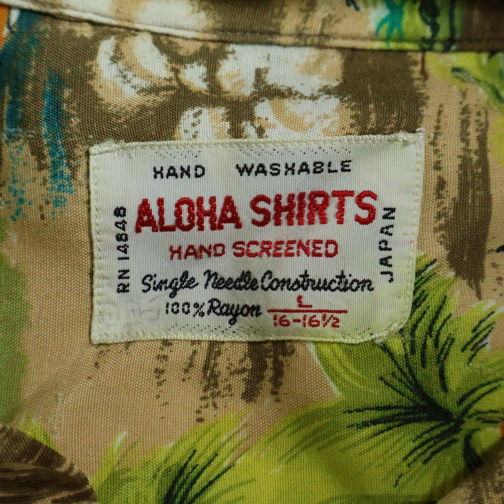 VINTAGE(ヴィンテージ) 60S VINTAGE ALOHA SHIRTS HAND SCREENED 日本製 レーヨン 総柄 半袖ハワイアンシャツ アロハシャツ マルチカラー