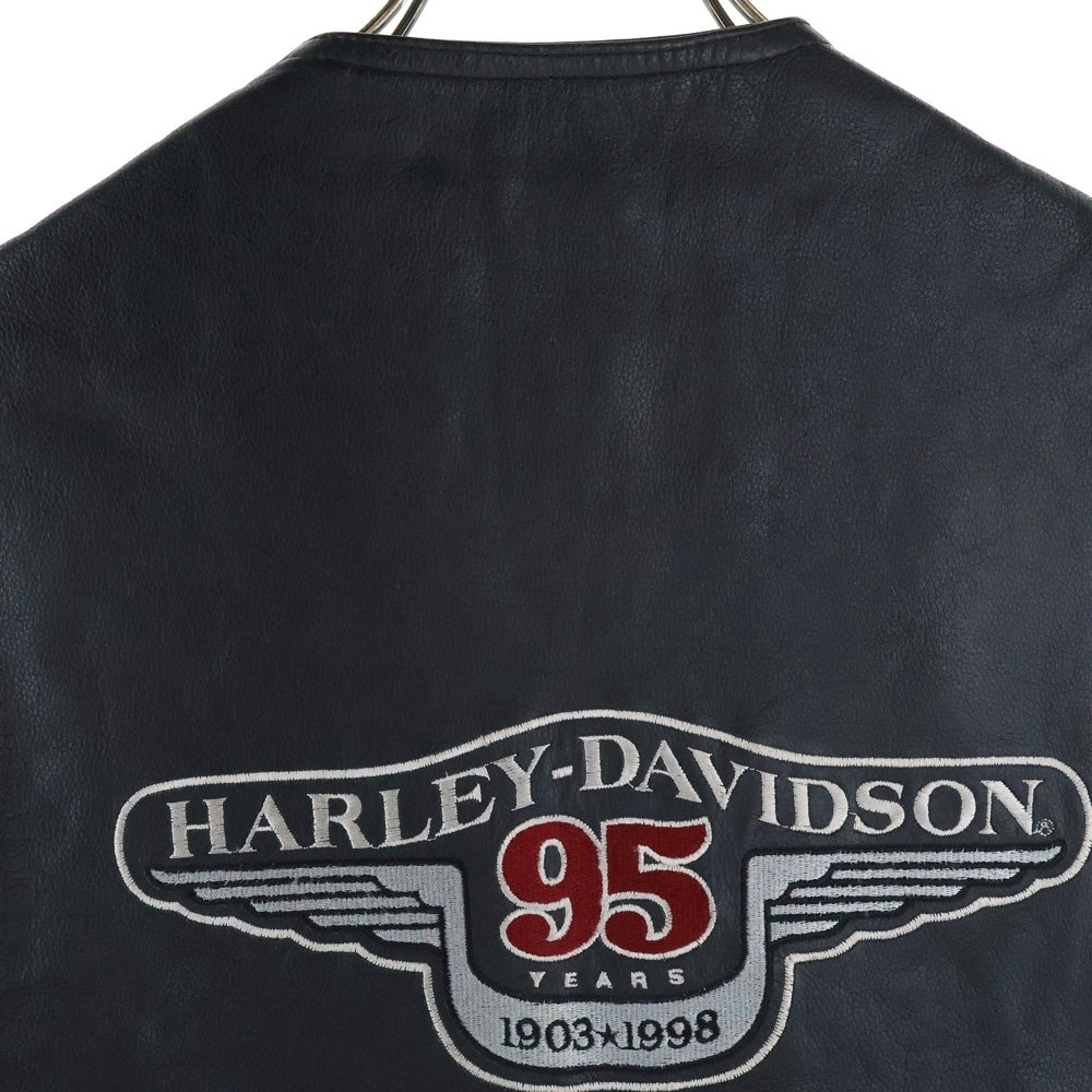 HARLEY DAVIDSON(ハーレーダビッドソン) 95th Year Anniversary 95周年記念 レザー バイカーベスト ジャケット ブラック/バーガンディ