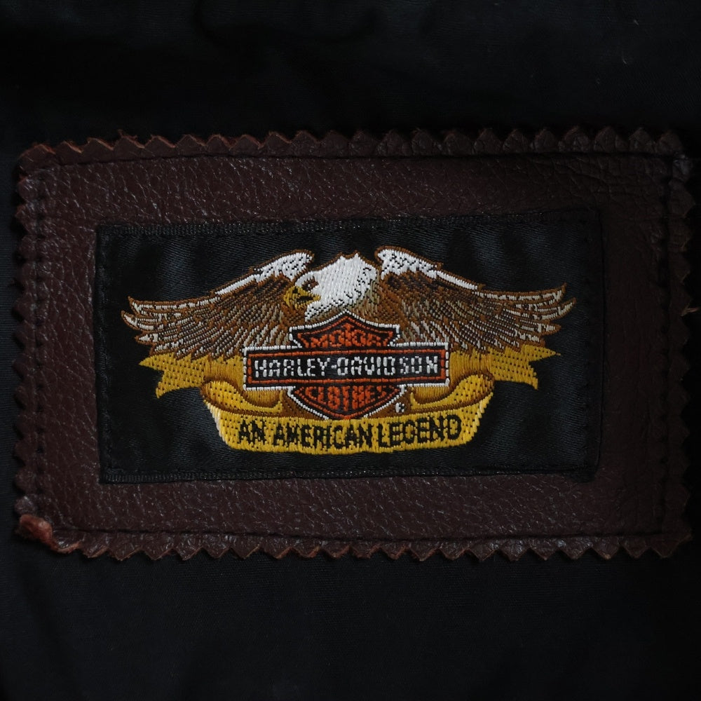 HARLEY DAVIDSON(ハーレーダビッドソン) 95th Year Anniversary 95周年記念 レザー バイカーベスト ジャケット ブラック/バーガンディ