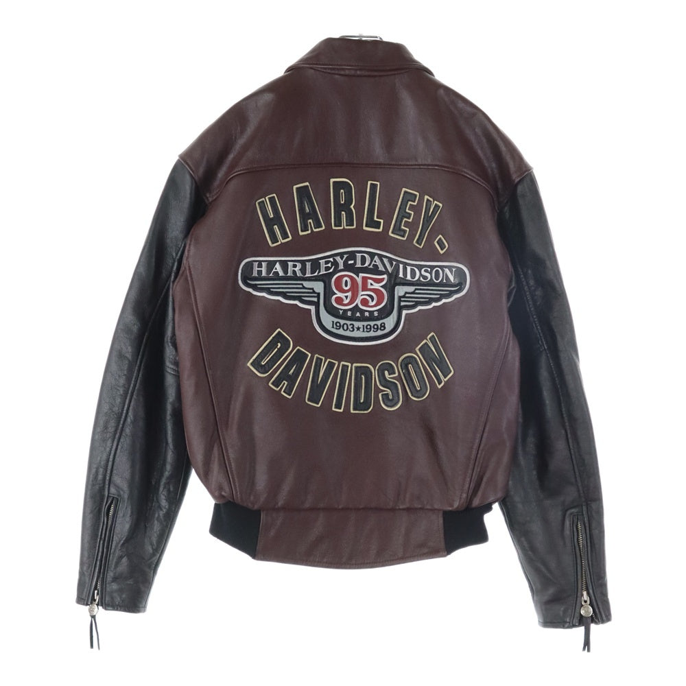 HARLEY DAVIDSON(ハーレーダビッドソン) 95th Year Anniversary 95周年記念 レザーボンバージャケット ブラック/バーガンディ
