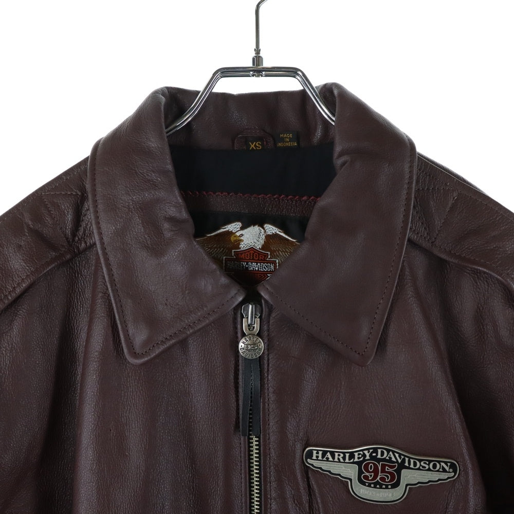 HARLEY DAVIDSON(ハーレーダビッドソン) 95th Year Anniversary 95周年記念 レザーボンバージャケット ブラック/バーガンディ