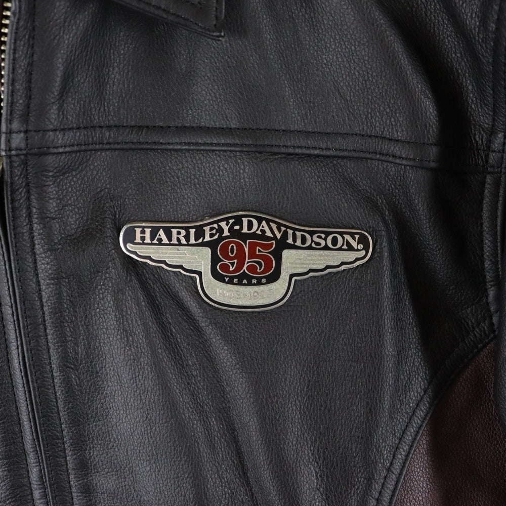 HARLEY DAVIDSON(ハーレーダビッドソン) 95th Year Anniversary 95周年記念 シングルライダース レザージャケット ブラック/バーガンディ