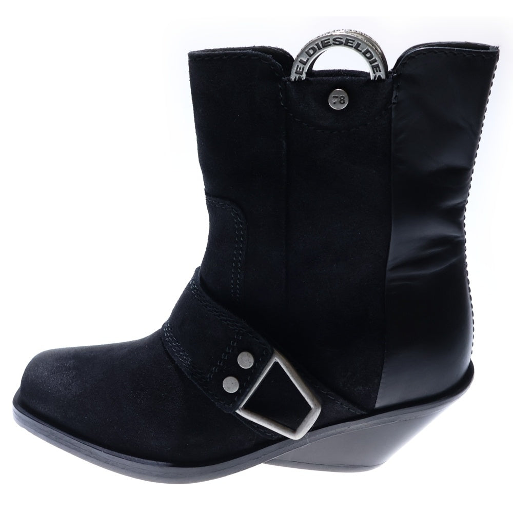 DIESEL(ディーゼル) DIESEL ハーネス装飾 スエード レザー ショート ブーツ ブラック