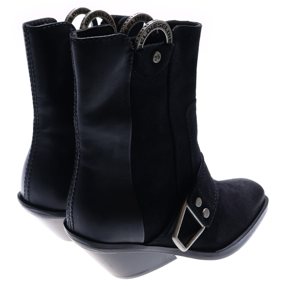 DIESEL(ディーゼル) DIESEL ハーネス装飾 スエード レザー ショート ブーツ ブラック