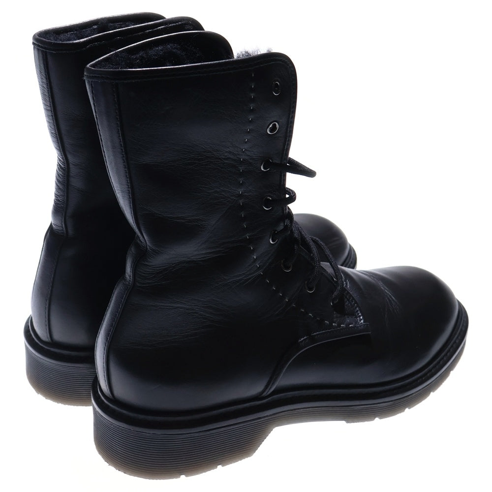 MaxMara(マックスマーラ) 裏ボア 8ホール レースアップ アンクル レザーブーツ ブラック レディース