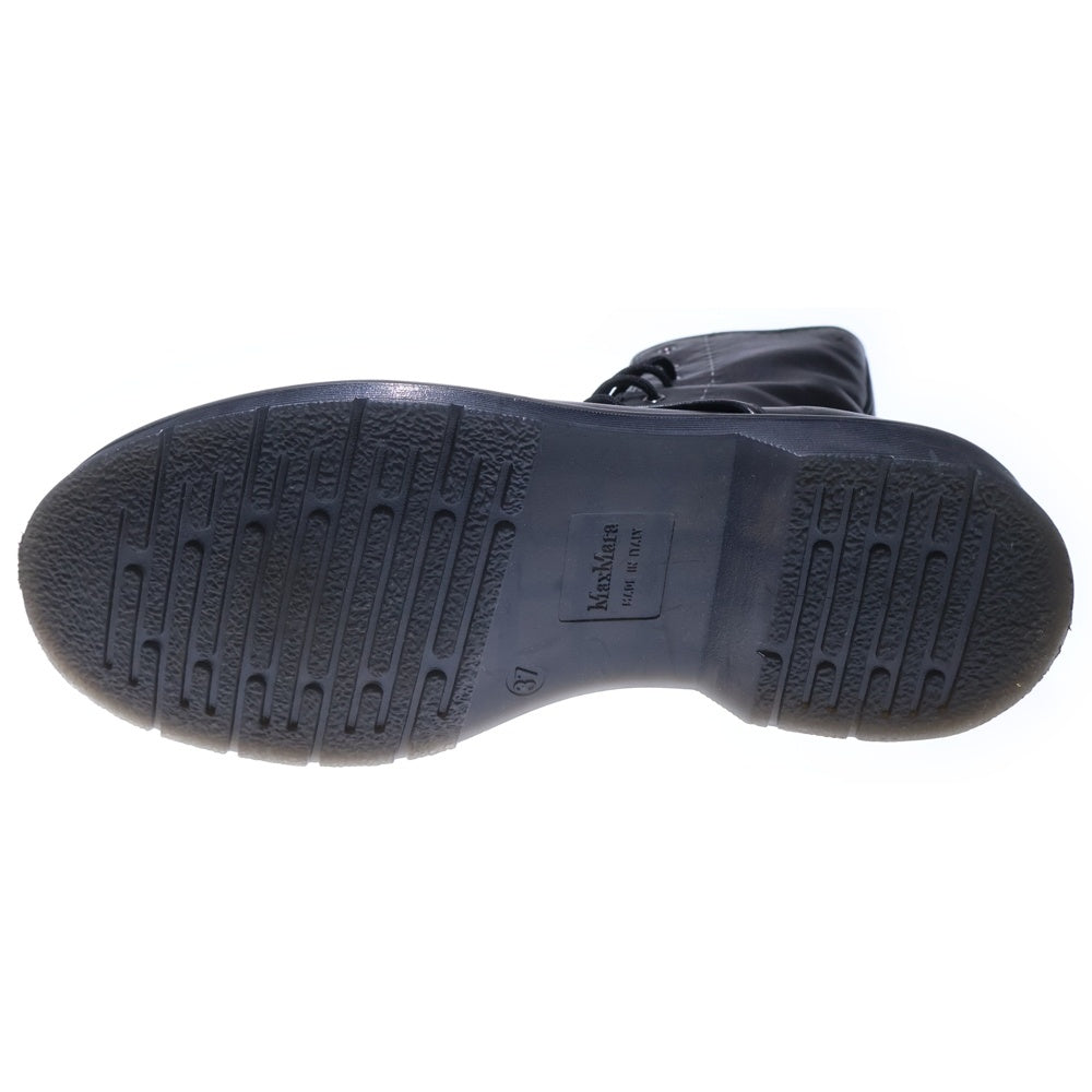 MaxMara(マックスマーラ) 裏ボア 8ホール レースアップ アンクル レザーブーツ ブラック レディース