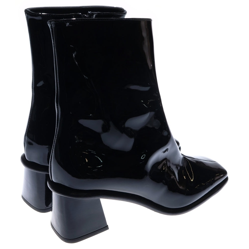 VERO CUOIO(ヴェロキーオ) サイドジップ スクエアトゥ エナメルブーツ ブラック レディース