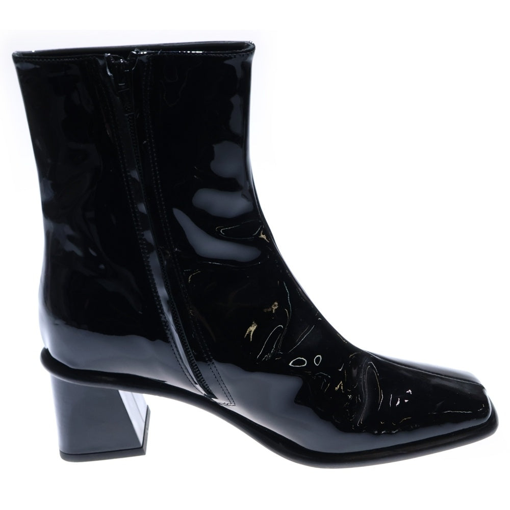 VERO CUOIO(ヴェロキーオ) サイドジップ スクエアトゥ エナメルブーツ ブラック レディース