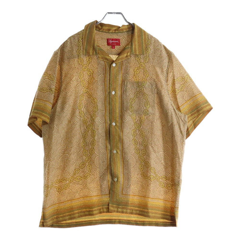 SUPREME(シュプリーム) 20SS Mosaic Silk Shirt モザイク シルク 半袖シャツ ブラウン/イエロー