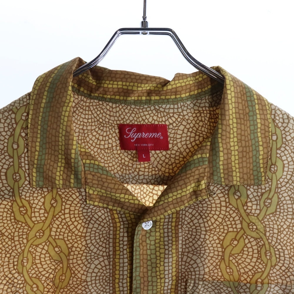 SUPREME(シュプリーム) 20SS Mosaic Silk Shirt モザイク シルク 半袖シャツ ブラウン/イエロー