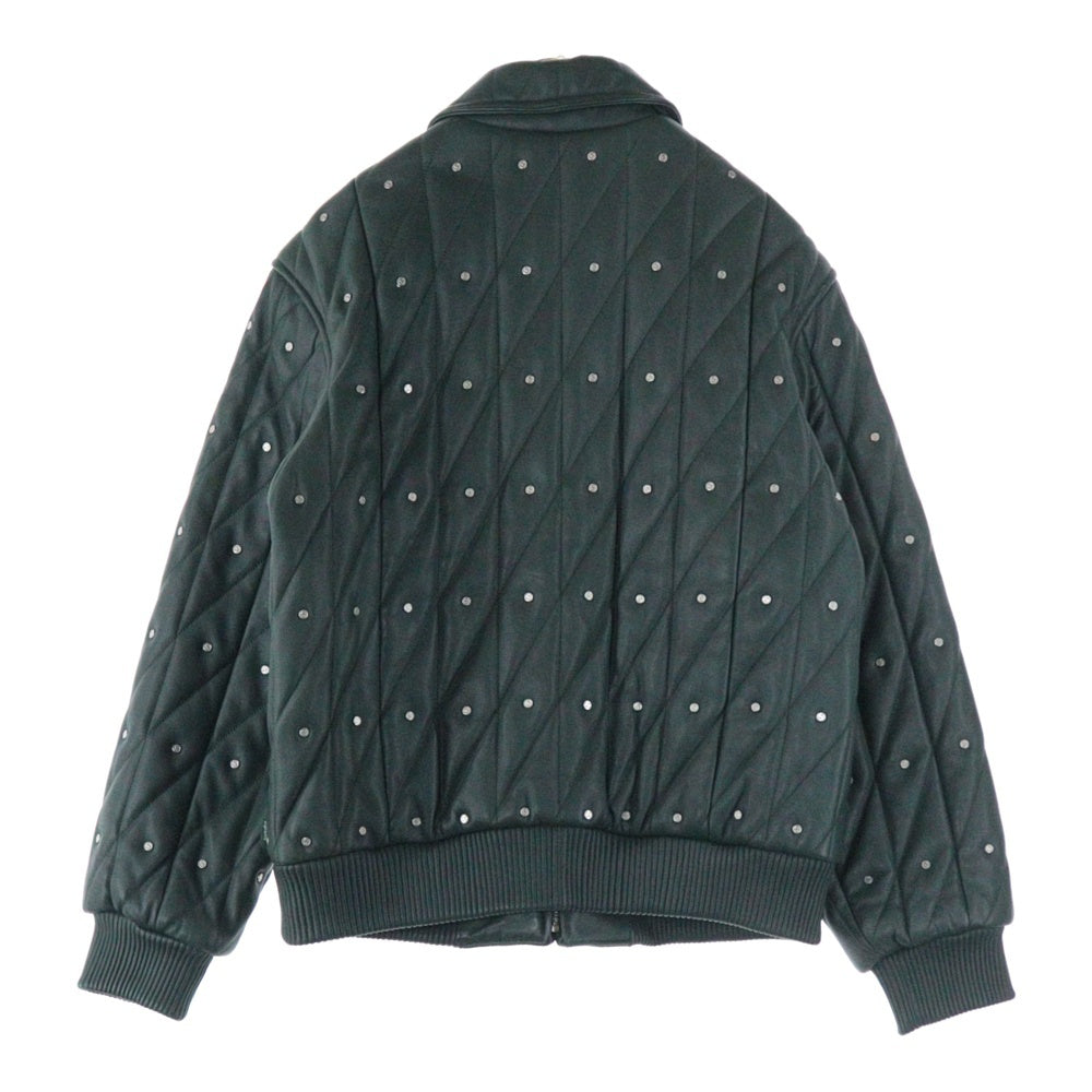 SUPREME(シュプリーム) 18AW Quilted Studded Leather Jacket キルティング シルバースタッズ レザージャケット ブルゾン ダークグリーン