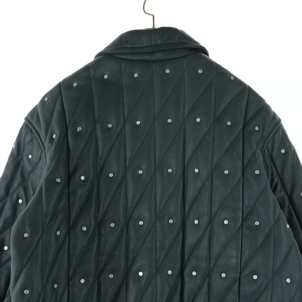 SUPREME(シュプリーム) 18AW Quilted Studded Leather Jacket キルティング シルバースタッズ レザージャケット ブルゾン ダークグリーン