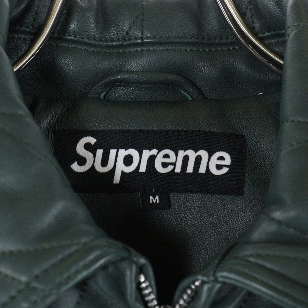 SUPREME(シュプリーム) 18AW Quilted Studded Leather Jacket キルティング シルバースタッズ レザージャケット ブルゾン ダークグリーン