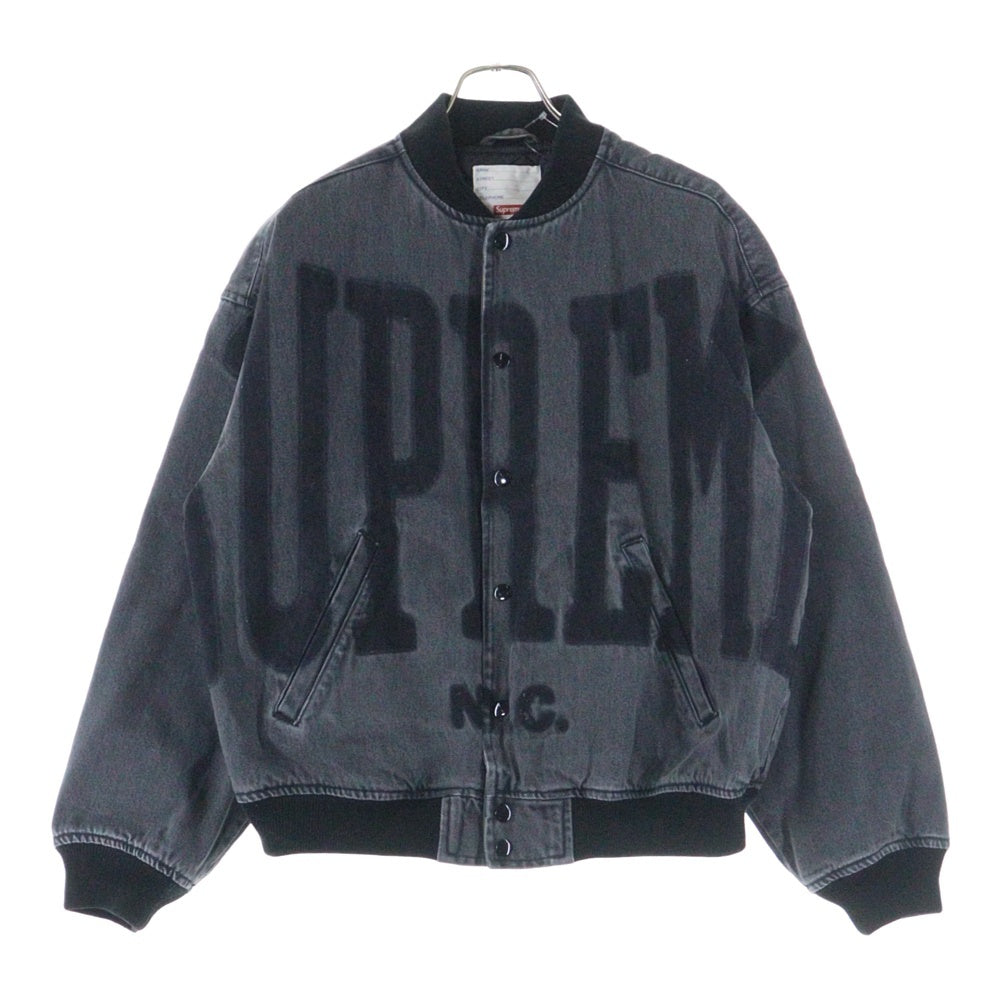 SUPREME(シュプリーム) 23SS Washed Knockout Denim Varsity Jacket ウォッシュド ノックアウト デニム バーシティジャケット ブルゾン ブラック