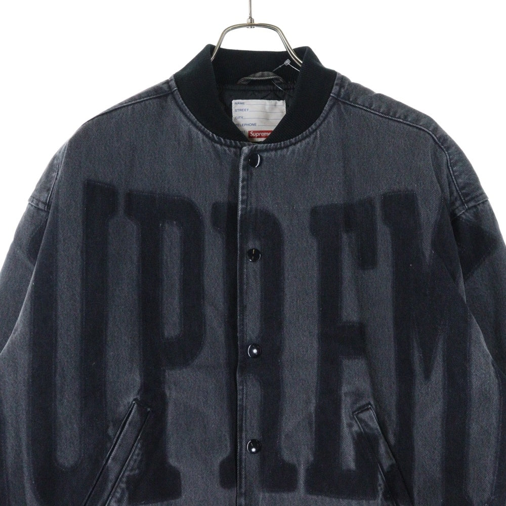 SUPREME(シュプリーム) 23SS Washed Knockout Denim Varsity Jacket ウォッシュド ノックアウト デニム バーシティジャケット ブルゾン ブラック