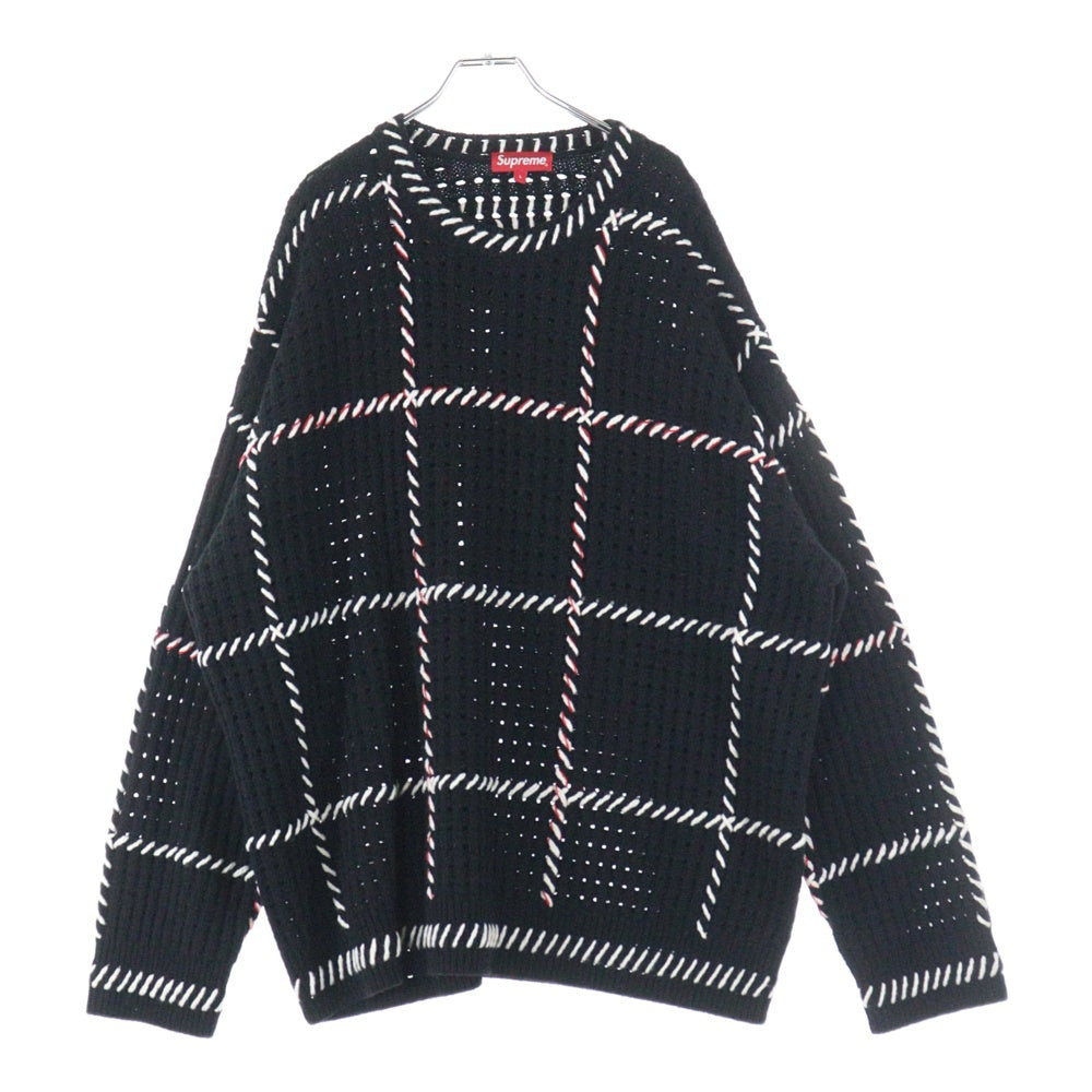 SUPREME(シュプリーム) 23SS Quilt Stitch Sweater キルト ステッチデザイン ウールニット セーター ブラック