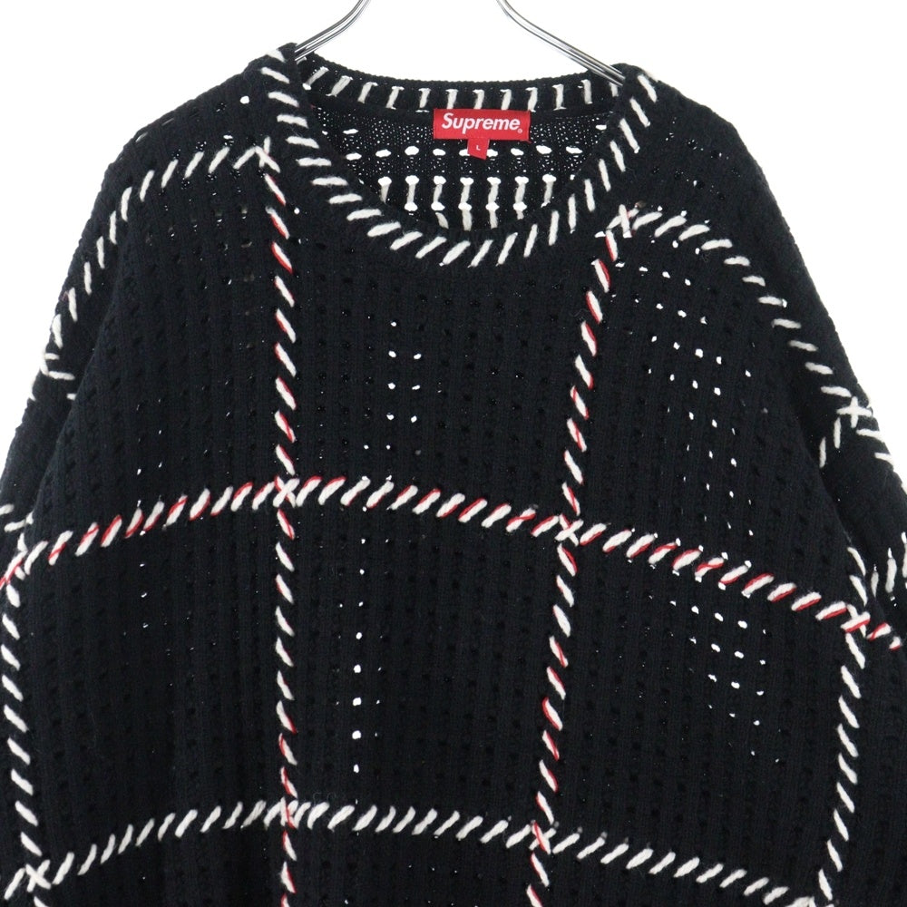 SUPREME(シュプリーム) 23SS Quilt Stitch Sweater キルト ステッチデザイン ウールニット セーター ブラック