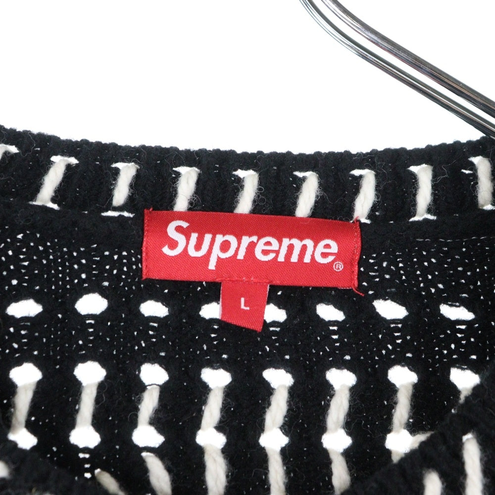 SUPREME(シュプリーム) 23SS Quilt Stitch Sweater キルト ステッチデザイン ウールニット セーター ブラック