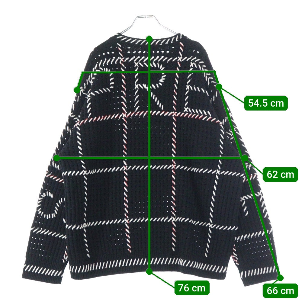SUPREME(シュプリーム) 23SS Quilt Stitch Sweater キルト ステッチデザイン ウールニット セーター ブラック